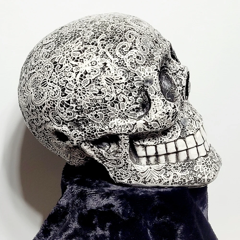 Day of the Dead Gothic Halloween Skull Laced & Jeweled